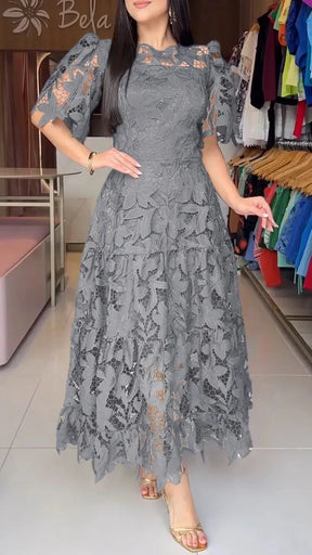 Vestido De Encaje Floral De Alta Calidad Elegante Anaju