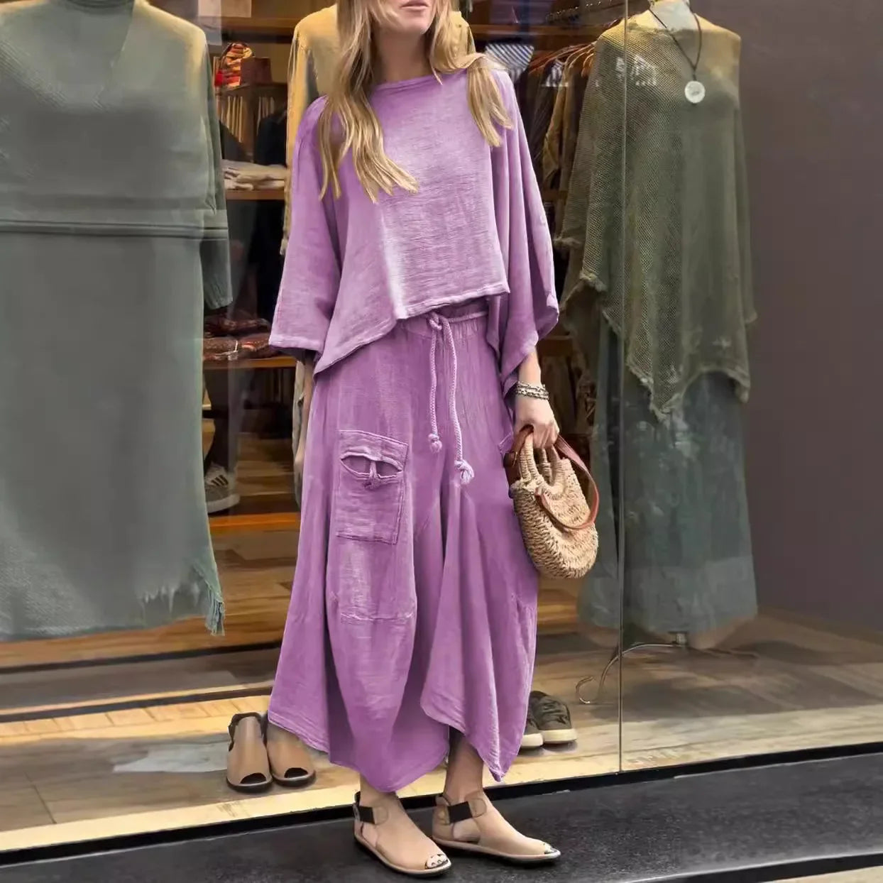 Conjunto De Lino Fresco Y Elegante Jeniffer Para Mujer Jeniffer