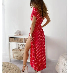 Vestido de Bolitas con Caimento Fluido Vintage Elegante Domenica