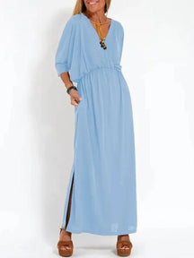 Vestido Elegante de Fiesta Corte Clásico Tejido Fluido Helena
