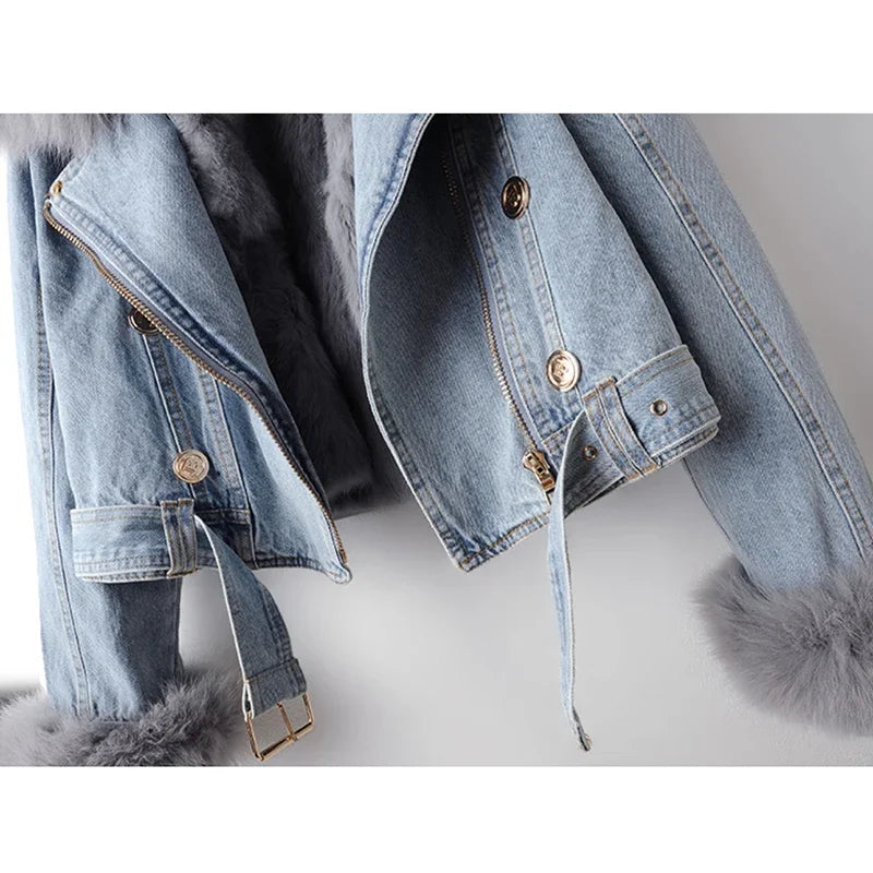 Chaqueta Jeans Oversize Con Estampado Animal Print Alana