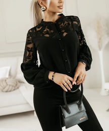 Camisa Mujer Elegante Con Encaje Para Eventos Formales Laila
