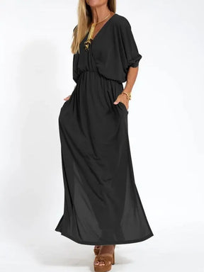 Vestido Elegante de Fiesta Corte Clásico Tejido Fluido Helena