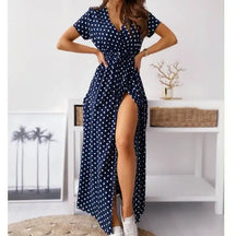 Vestido de Bolitas con Caimento Fluido Vintage Elegante Domenica