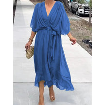 Vestido Mujer Fresco Con Escote En V Y Caída Fluida Rafaella