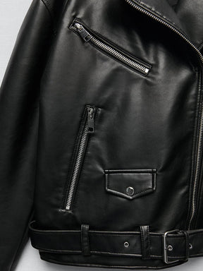 Chaqueta Negra Eclipse Cuero Sintético Premium Urbana Eclipse