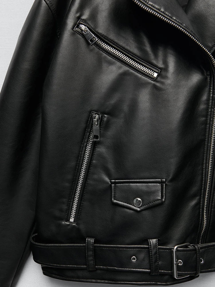Chaqueta Negra Eclipse Cuero Sintético Premium Urbana Eclipse