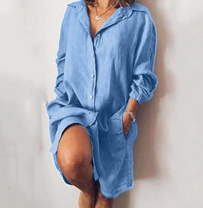 Camisa Mujer Larga Elegante Con Caimento Impecable Mirada