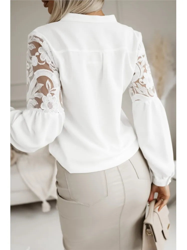 Camisa Mujer Elegante Con Encaje Para Eventos Formales Laila
