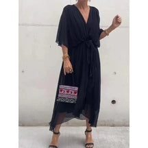 Vestido Mujer Fresco Con Escote En V Y Caída Fluida Rafaella
