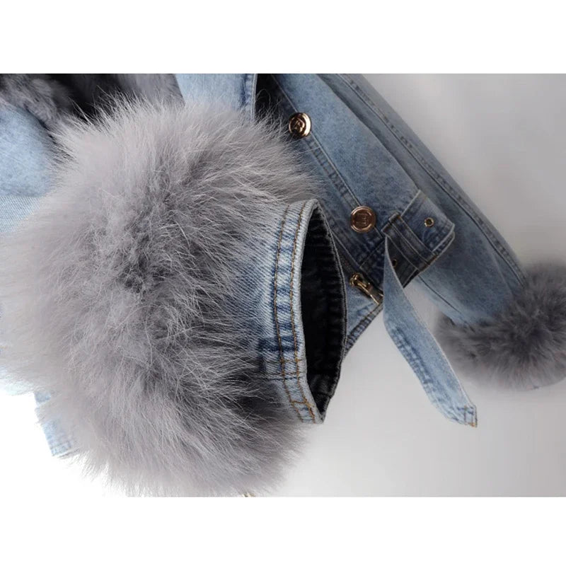 Chaqueta Jeans Oversize Con Estampado Animal Print Alana
