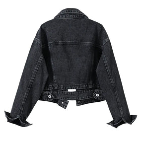 Chaqueta Jeans Mujer Lavado Oscuro Con Desgaste Luna