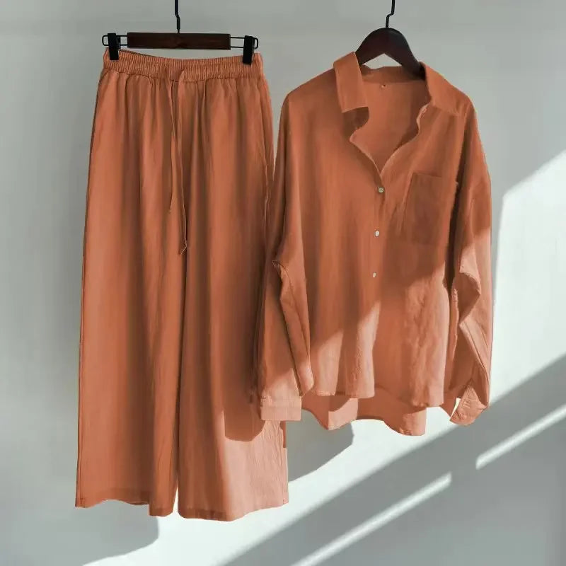 Conjunto Mujer De Lino Retro Algodón Fresco