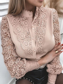 Camisa Mujer de Botones Con Encaje Elegante para Jenny