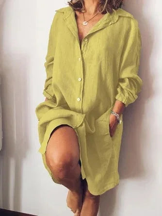 Camisa Mujer Larga Elegante Con Caimento Impecable Mirada