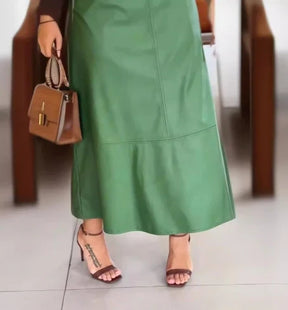 Conjunto Blusa Con Volante Y Falda Midi Acetinado Aline