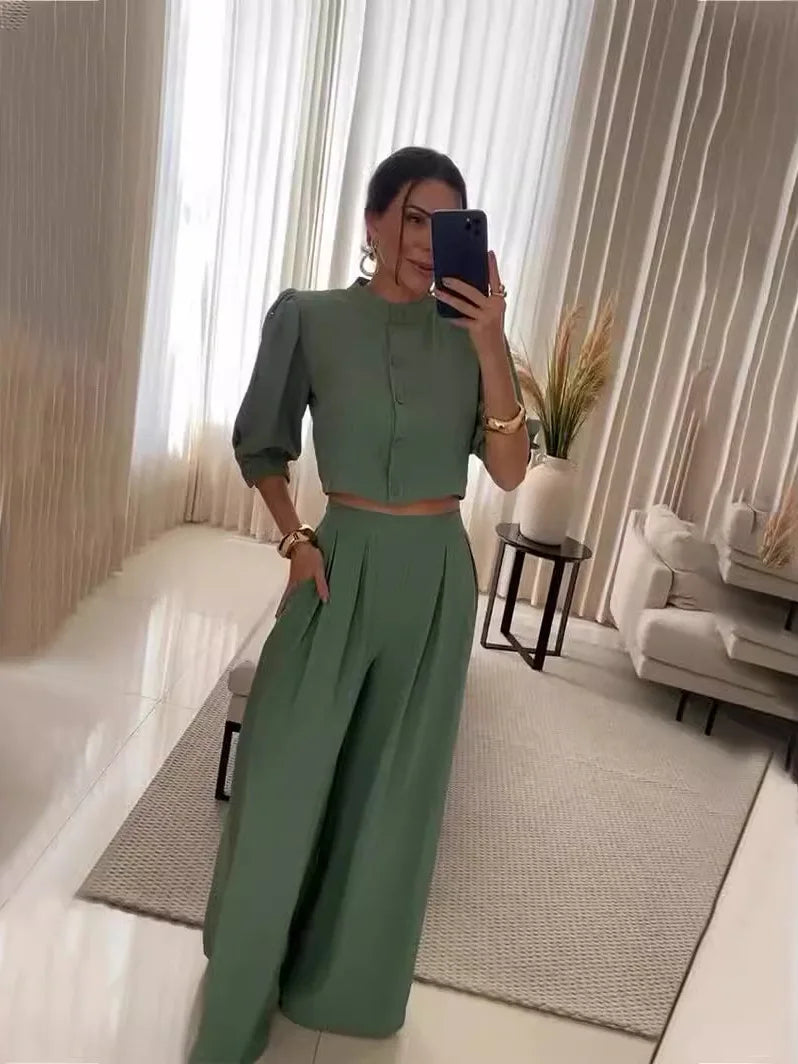 Conjunto Mujer Elegante Ligero Con Corte Moderno Bianca