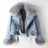 Chaqueta Jeans Oversize Con Estampado Animal Print Alana