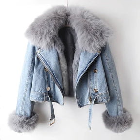 Chaqueta Jeans Oversize Con Estampado Animal Print Alana