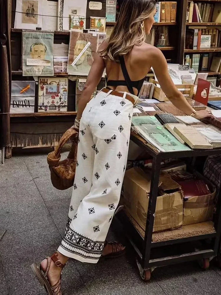 Pantalón Vintage Mujer Lino Premium Caída Impecable Arizzo