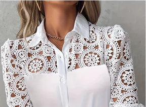 Camisa Mujer Con Encaje Elegante Cómoda Para Oficina Mari