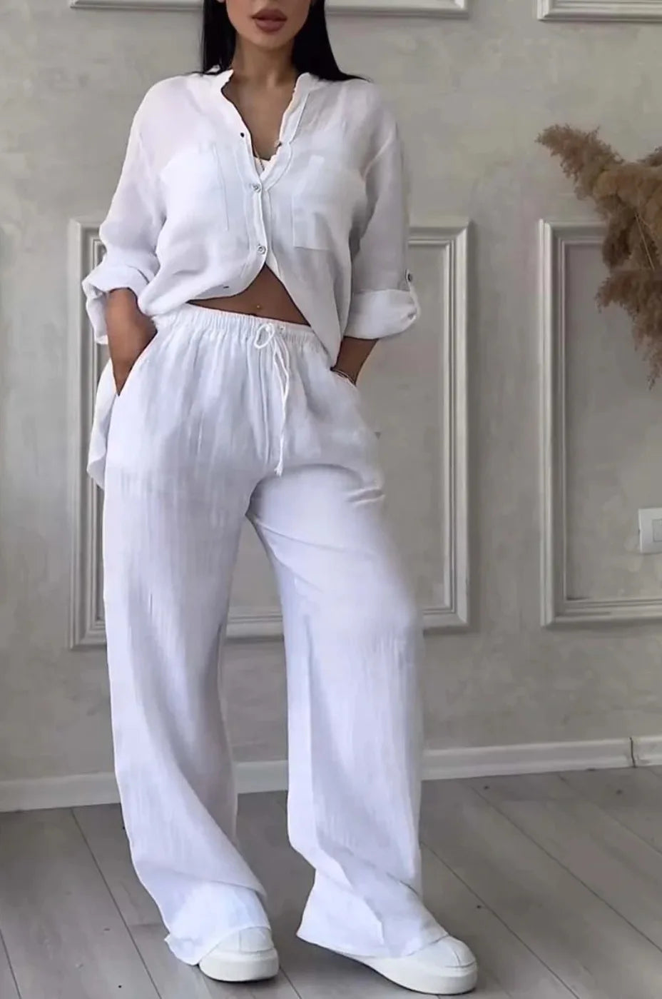 Conjunto de Lino Premium Fresco y Muy Versátil Nueva