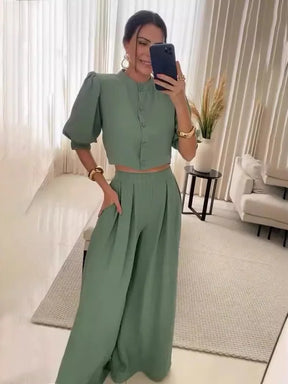 Conjunto Mujer Elegante Ligero Con Corte Moderno Bianca