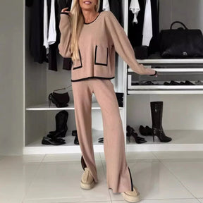 Conjunto Confort Elegante Cuello Redondo Casual Piettra