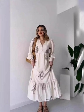 Vestido Largo Manga Larga Cuello Alto Italiana
