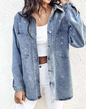 Chaqueta Jeans Brillo Sutil Lentejuelas Plateadas Noemi