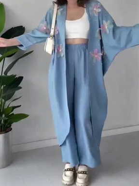 Conjunto Elegante Manga Larga Caída Amplia Lotus