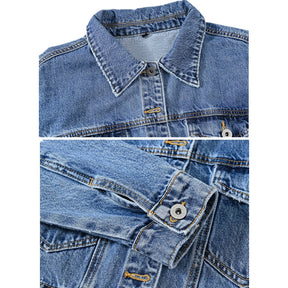 Chaqueta Jeans Mujer Lavado Oscuro Con Desgaste Luna